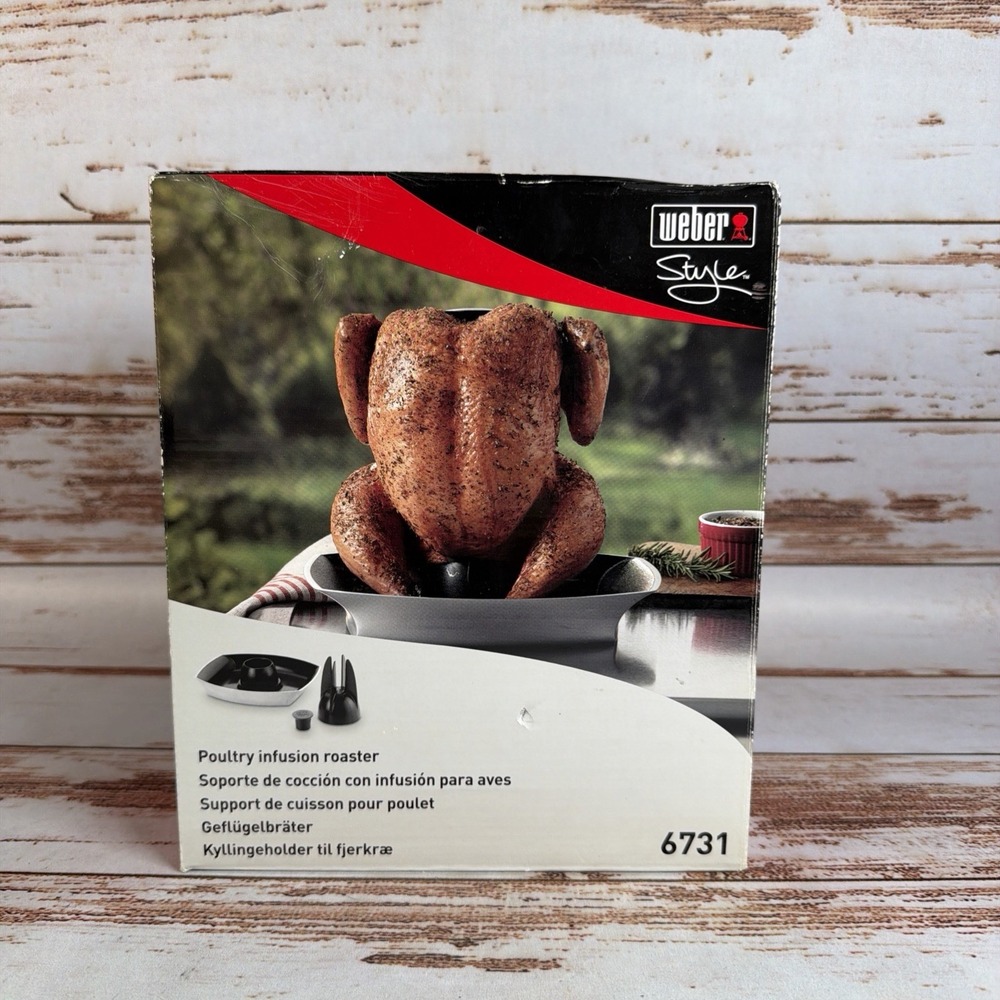 Weber 6731 Deluxe Poultry Infusion Roaster For Grill Or Oven NIB